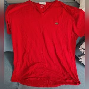 Lacoste Red V-Neck T-Shirt